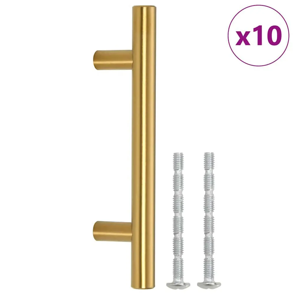 Poignées d'armoire 10 pcs doré 64 mm acier inoxydable