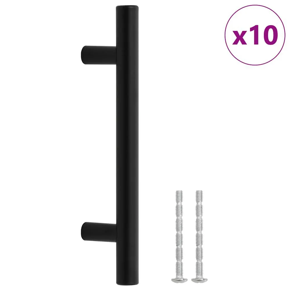 Poignées d'armoire 10 pcs noir 96 mm acier inoxydable