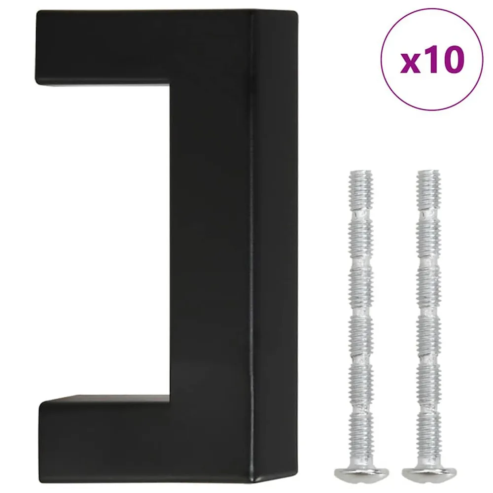 Poignées d'armoire 10 pcs noir 64 mm acier inoxydable