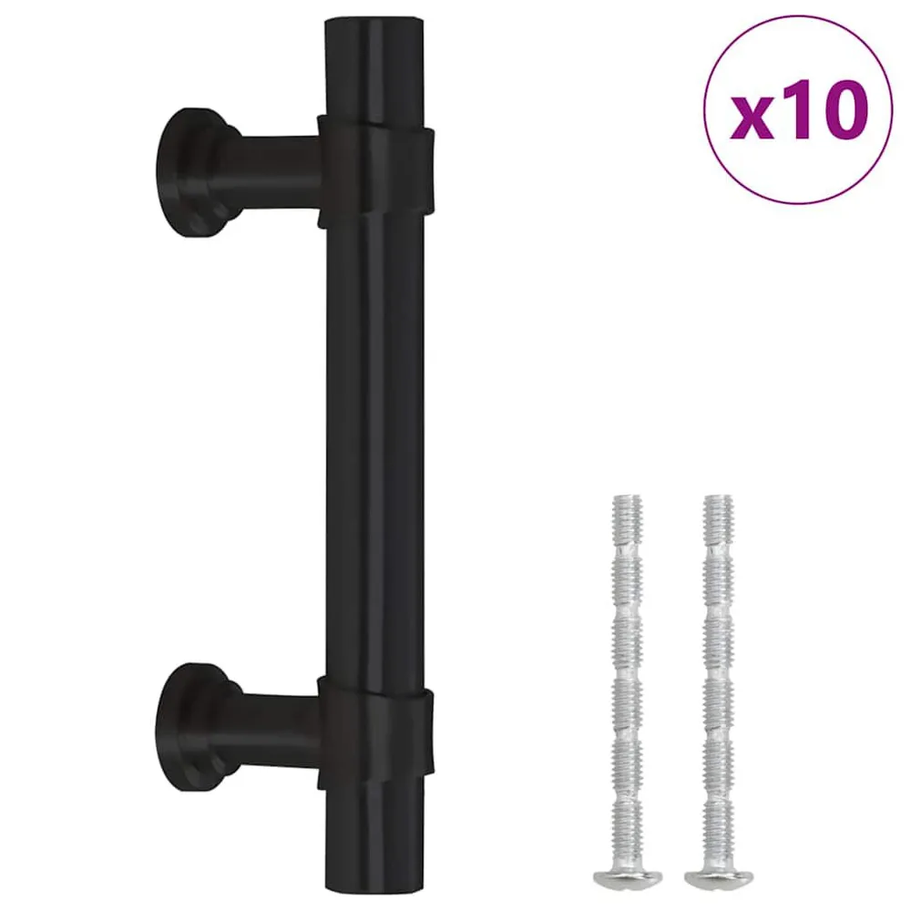 Poignées d'armoire 10 pcs noir 64 mm acier inoxydable