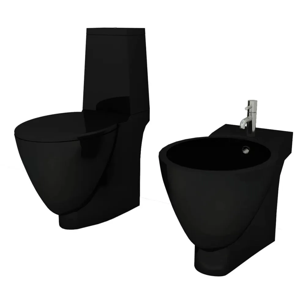 Ensemble de toilette et bidet Céramique Noir