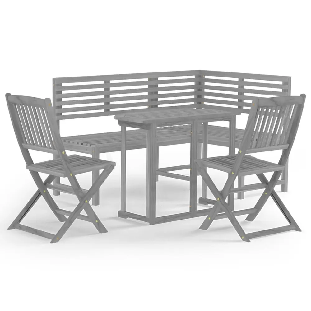 Ensemble de bistro 4 pcs Bois d'acacia solide Gris