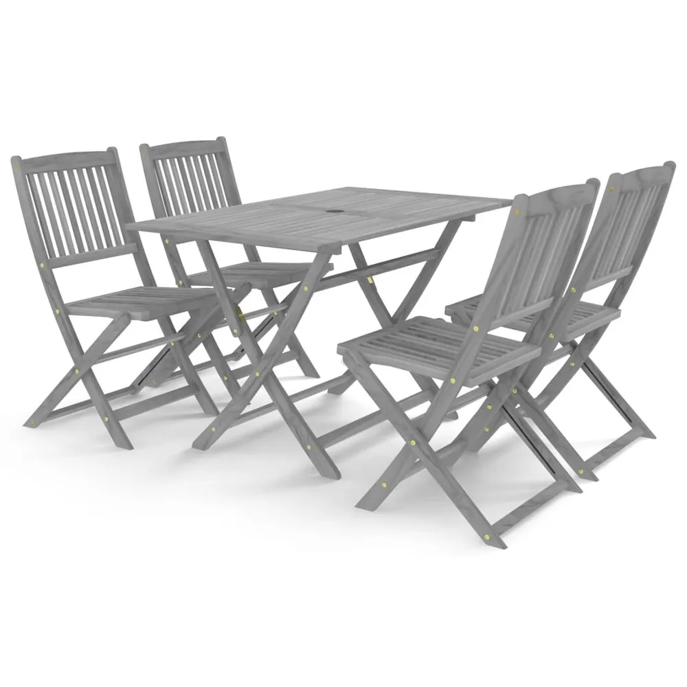 Ensemble à manger de jardin 5 pcs Bois d'acacia massif Gris