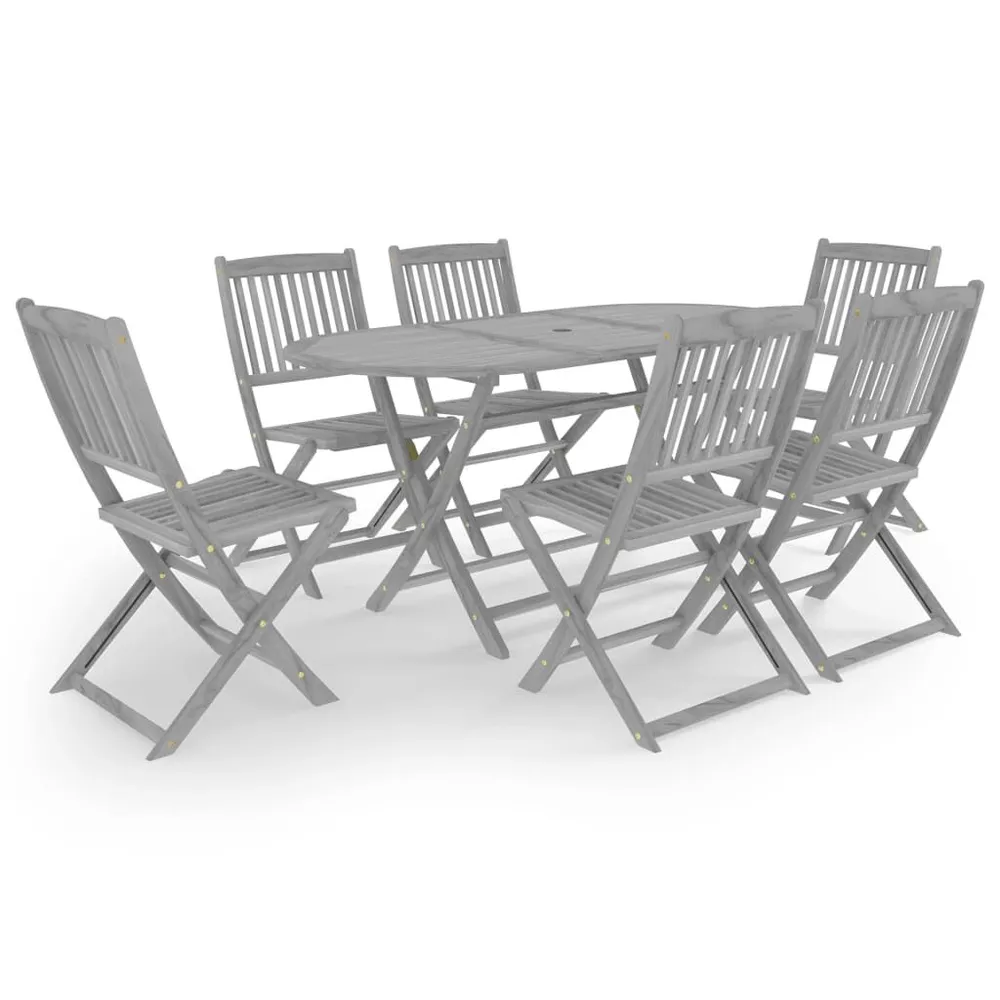 Ensemble à manger de jardin 7 pcs Bois d'acacia massif Gris