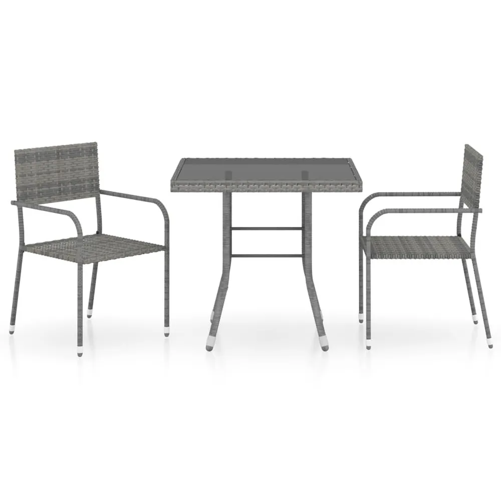 Ensemble à manger de jardin 3pcs Résine tressée Anthracite gris