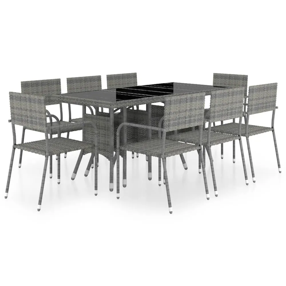 Ensemble à manger de jardin 9pcs Résine tressée Anthracite gris