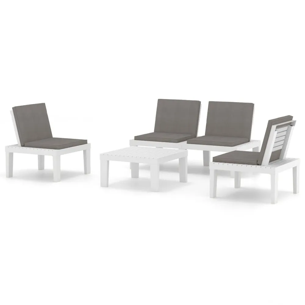 Salon de jardin 4 pcs avec coussins Plastique Blanc