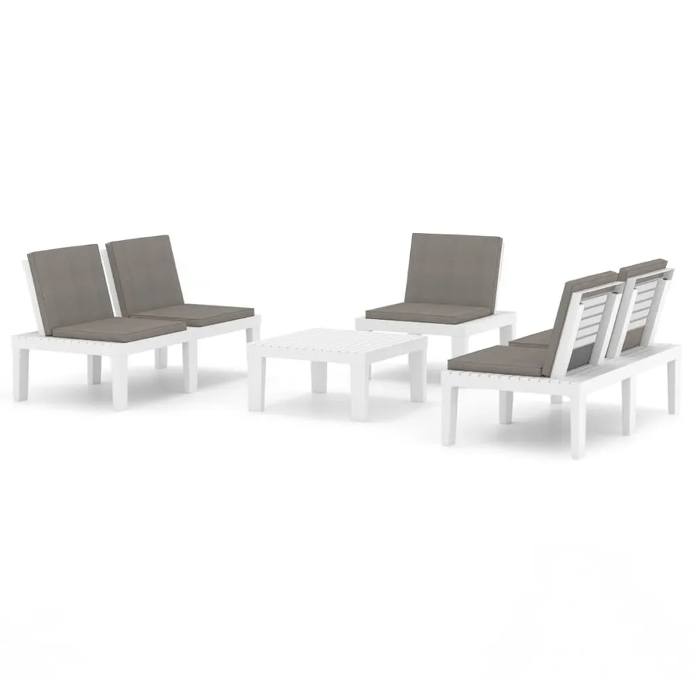 Salon de jardin 4 pcs avec coussins Plastique Blanc