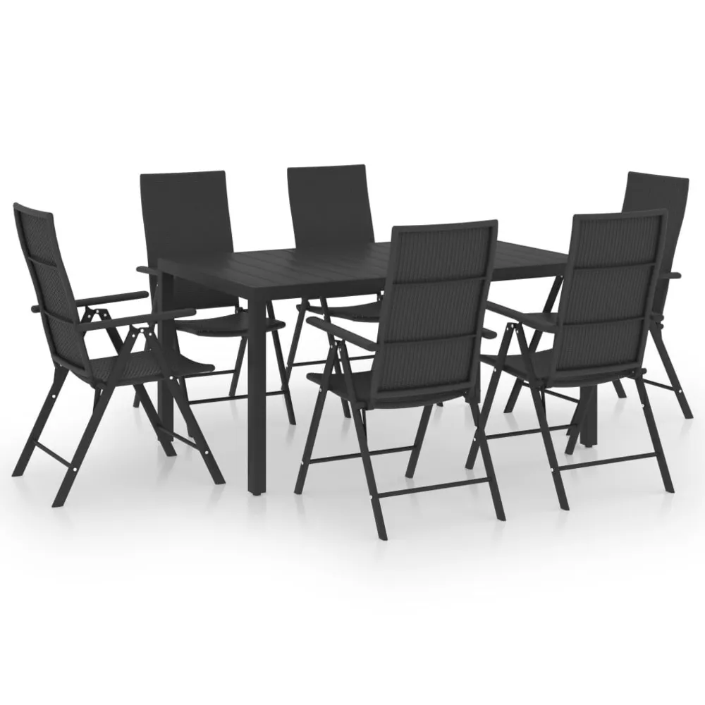 Ensemble à manger de jardin 7 pcs noir