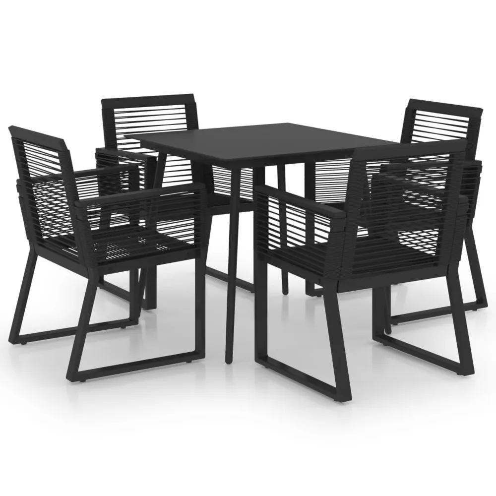 Ensemble à manger d'extérieur 5 pcs Rotin PVC Noir