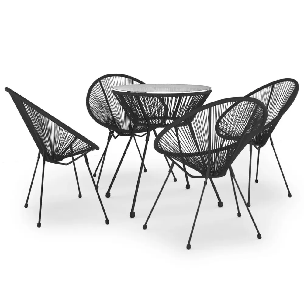 Ensemble à dîner d'extérieur 5 pcs Rotin PVC Noir