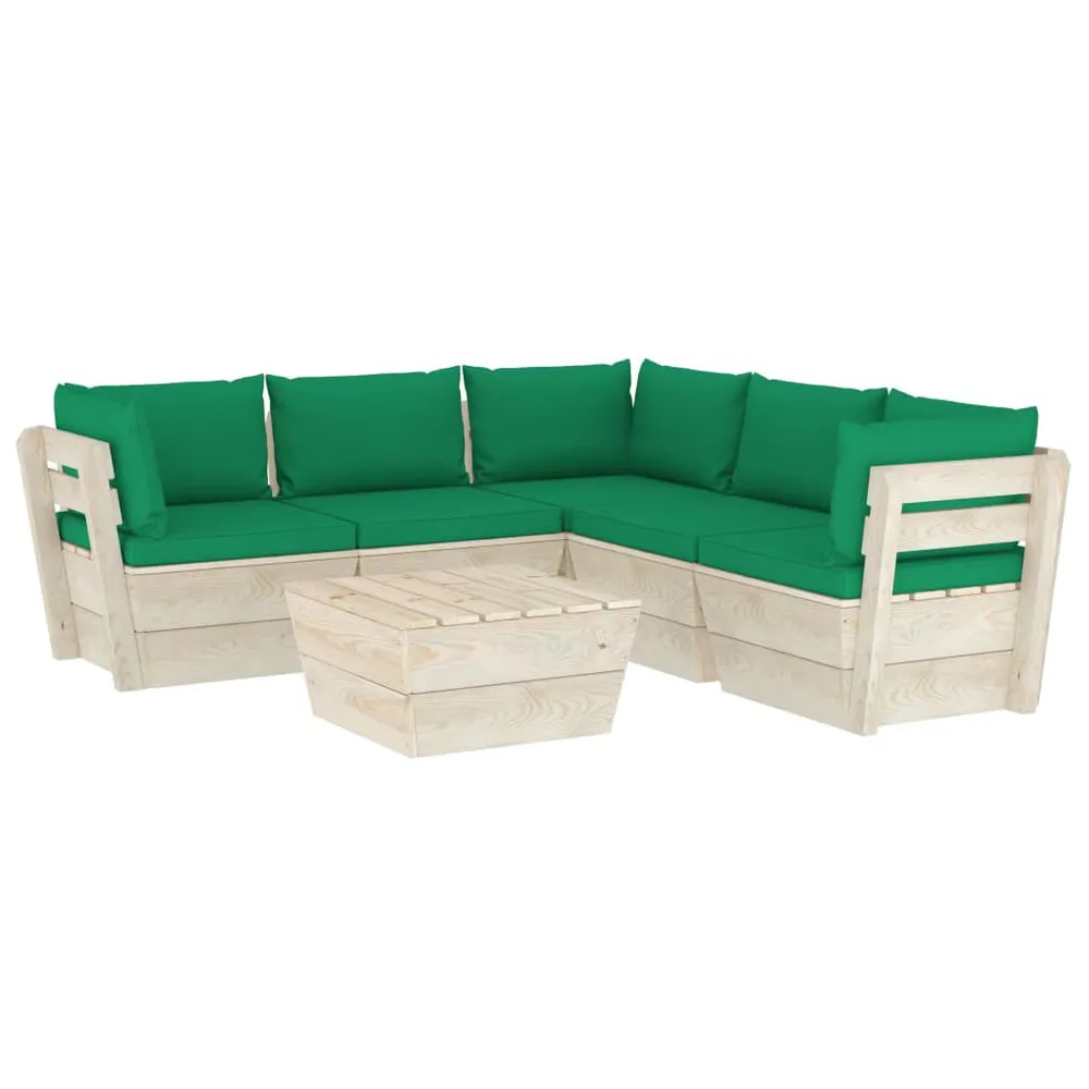 Salon de jardin palette 6 pcs avec coussins bois d'épicéa