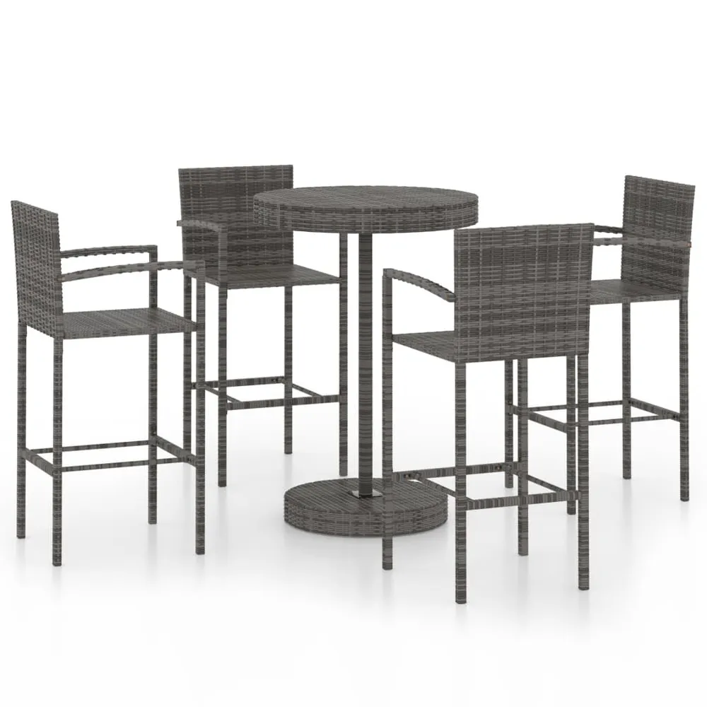 Ensemble de bar de jardin 5 pcs Résine tressée Gris