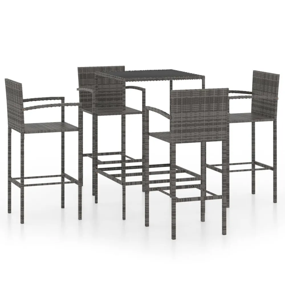 Ensemble de bar de jardin 5 pcs Résine tressée Gris