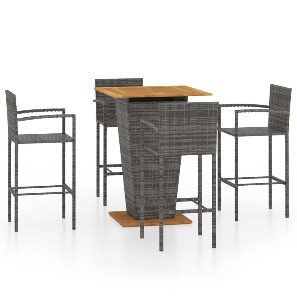 Ensemble de bar de jardin 5 pcs Gris