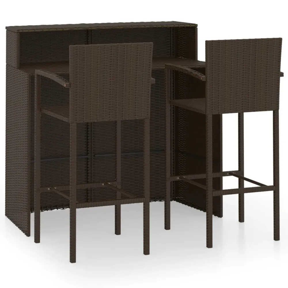 Ensemble de bar de jardin 3 pcs Marron