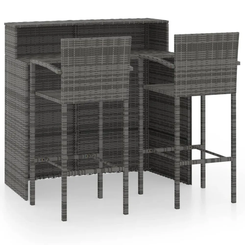 Ensemble de bar de jardin 3 pcs Gris