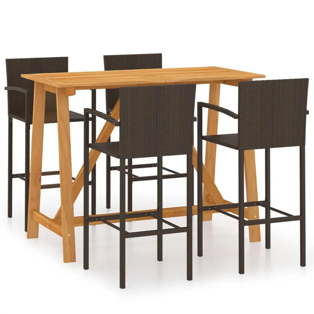 Ensemble de bar de jardin 5 pcs Marron