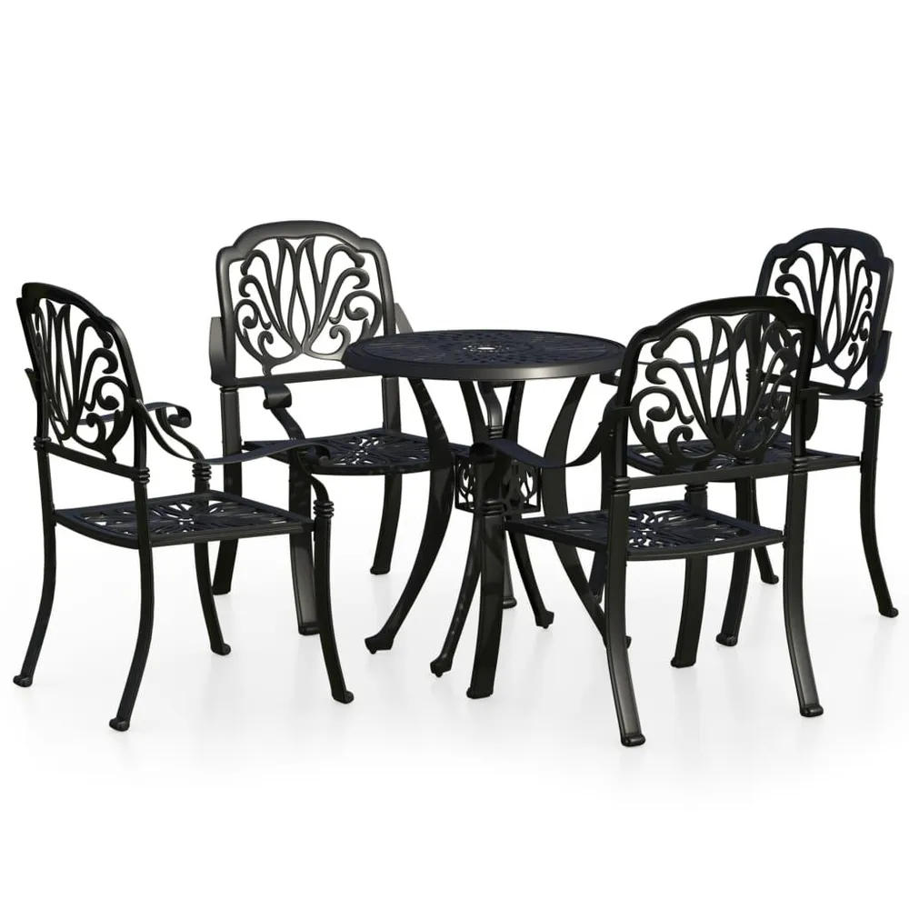 Ensemble de bistro 5 pcs Aluminium coulé Noir