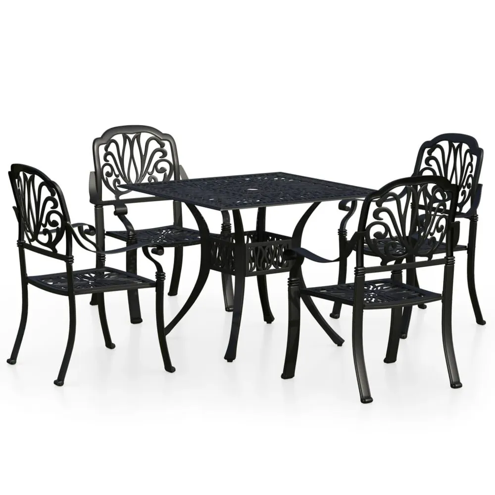 Ensemble de bistro 5 pcs Aluminium coulé Noir