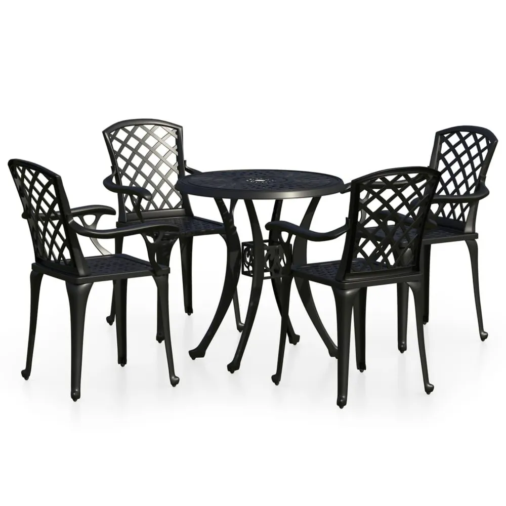 Ensemble de bistro 5 pcs Aluminium coulé Noir