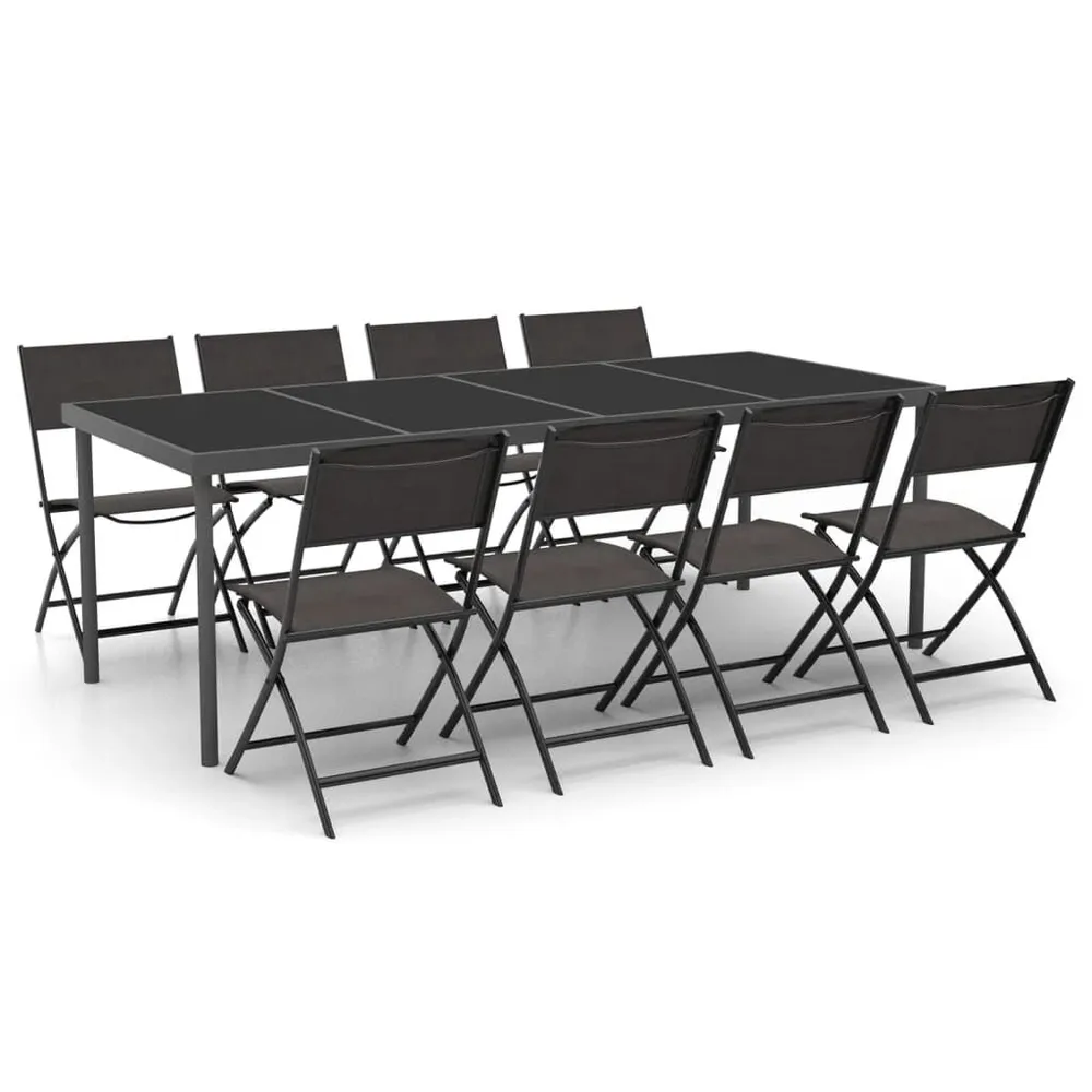 Mobilier de salle à manger d'extérieur 9 pcs Acier