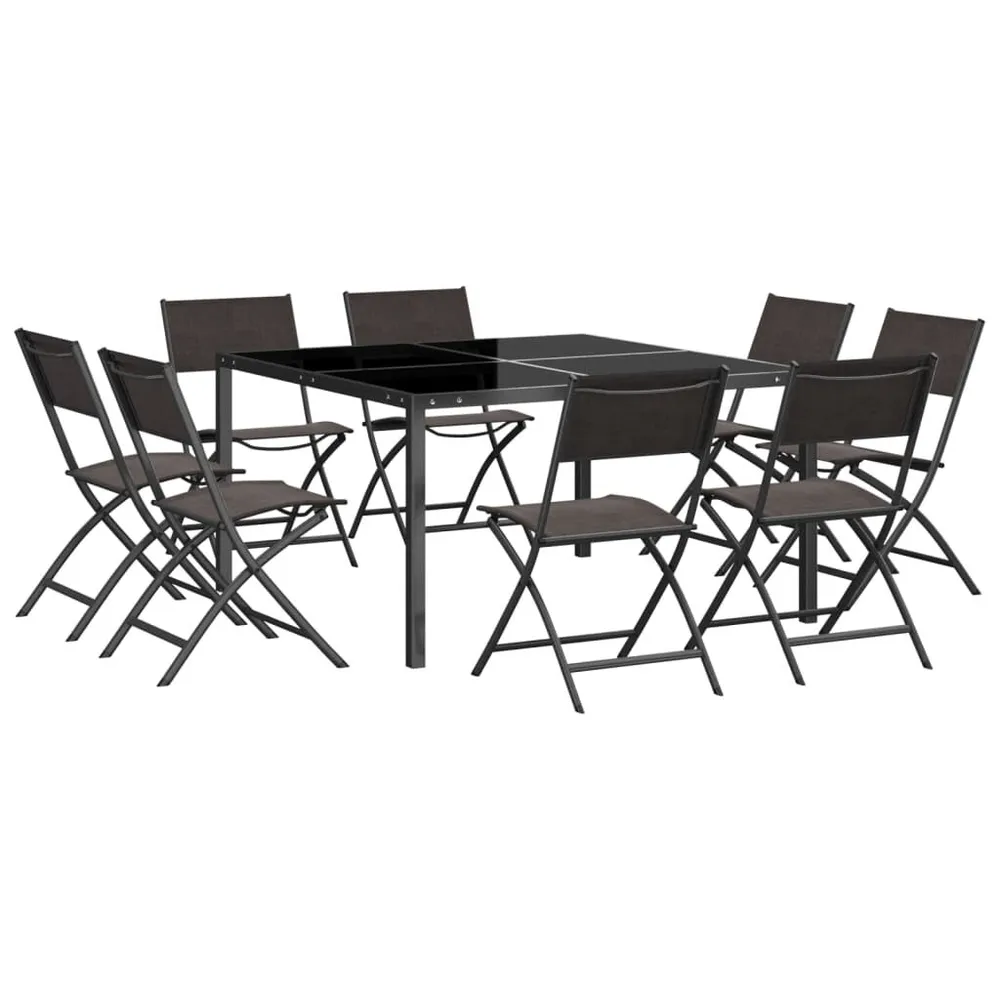 Mobilier de salle à manger d'extérieur 9 pc Acier