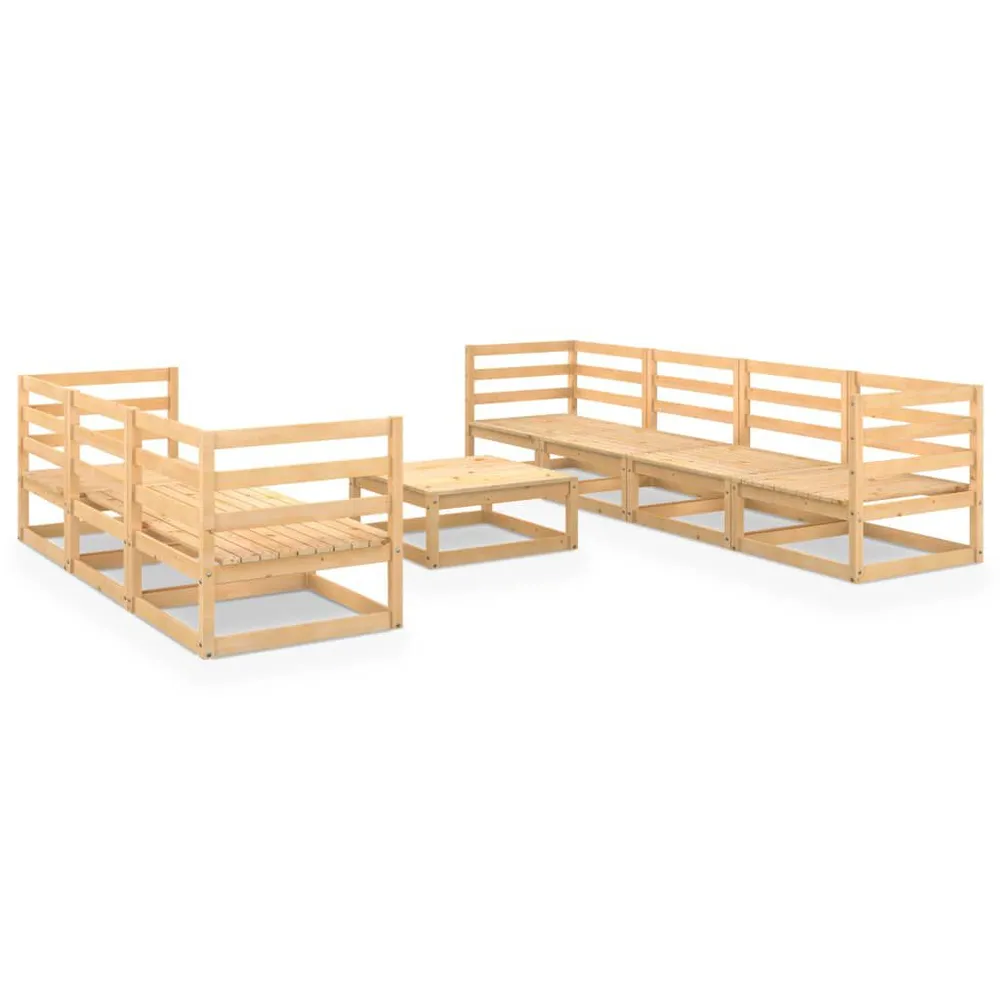 Salon de jardin 8 pcs bois de pin massif