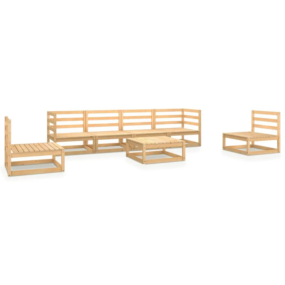 Salon de jardin 7 pcs bois de pin massif