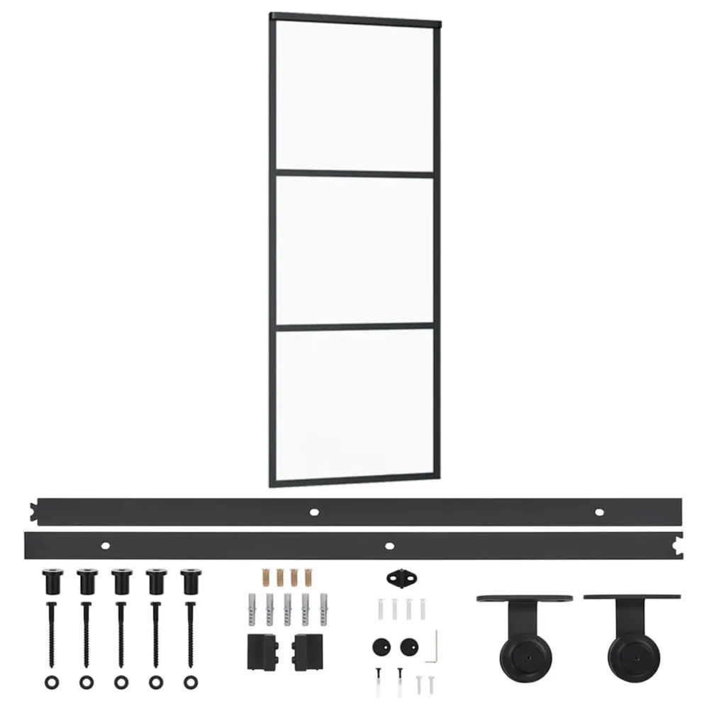 Porte coulissante et quincaillerie ESG Verre/Aluminium 76x205cm