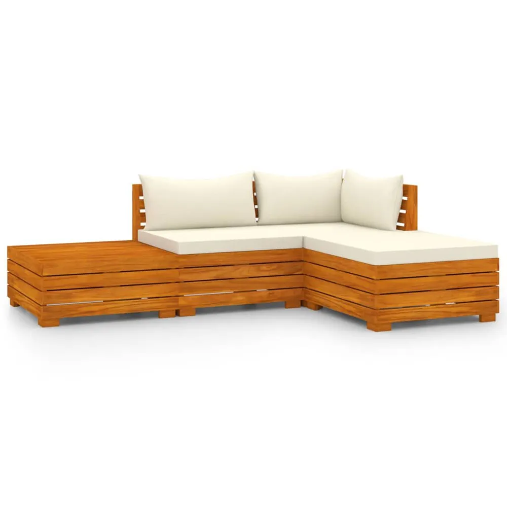 Salon de jardin 4 pcs avec coussins Bois d'acacia solide