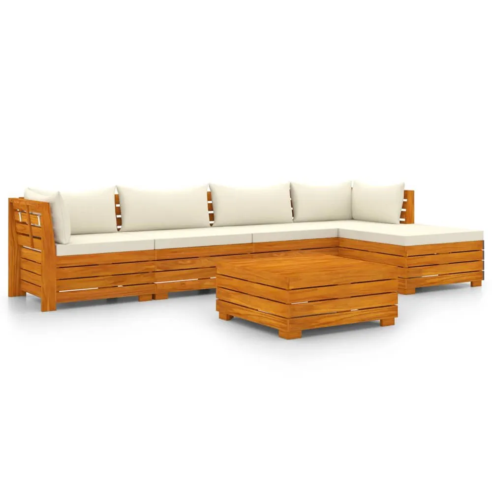 Salon de jardin 6 pcs avec coussins Bois d'acacia solide