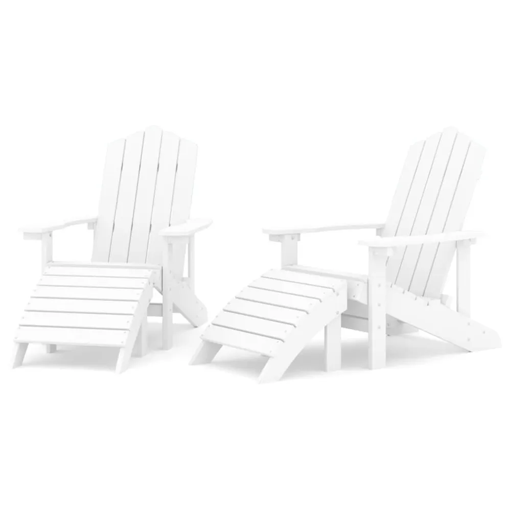 Chaises de jardin Adirondack lot de 2 repose-pieds PEHD Blanc