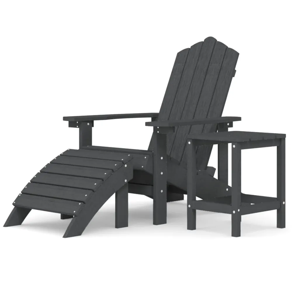 Chaise de jardin Adirondack repose-pied table PEHD Anthracite