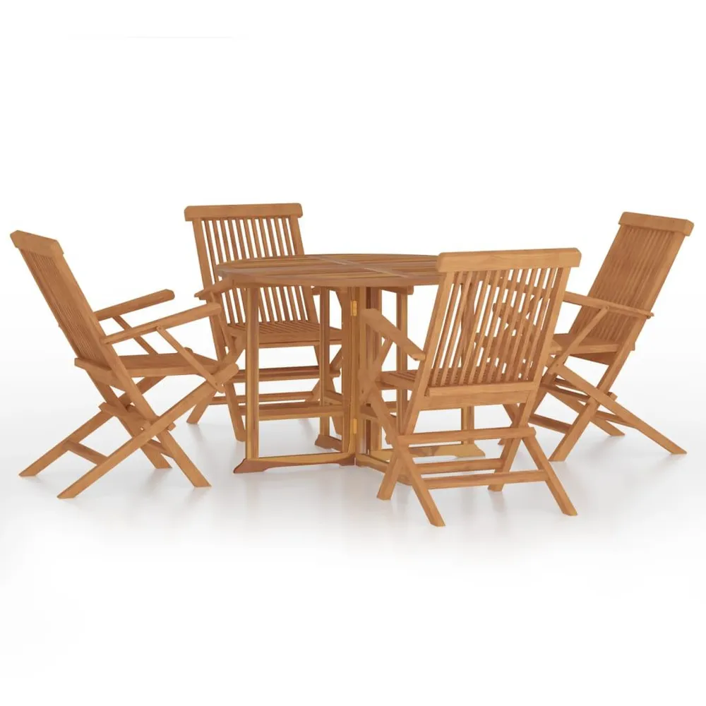 Ensemble à dîner d'extérieur pliable 5 pcs Bois solide de teck