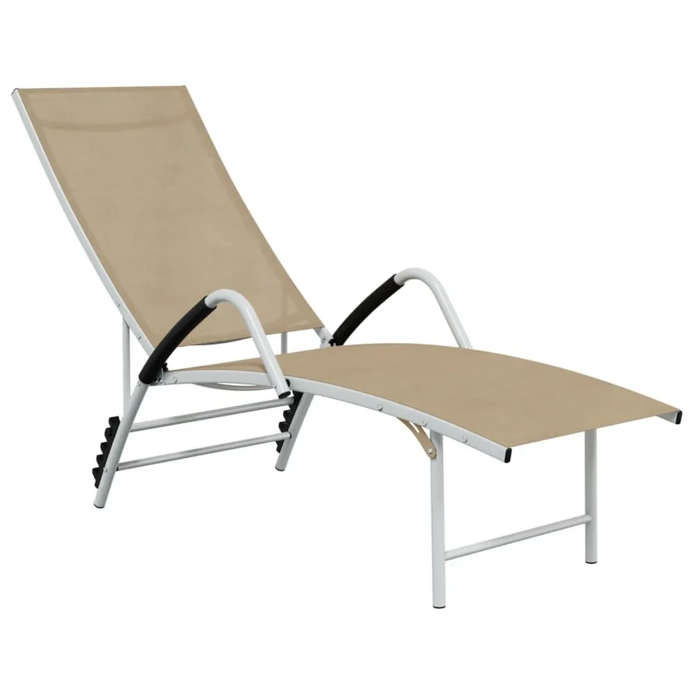 Chaise longue Textilène et aluminium Crème