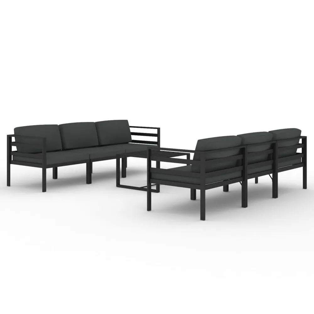 Salon de jardin 7 pcs avec coussins Aluminium Anthracite