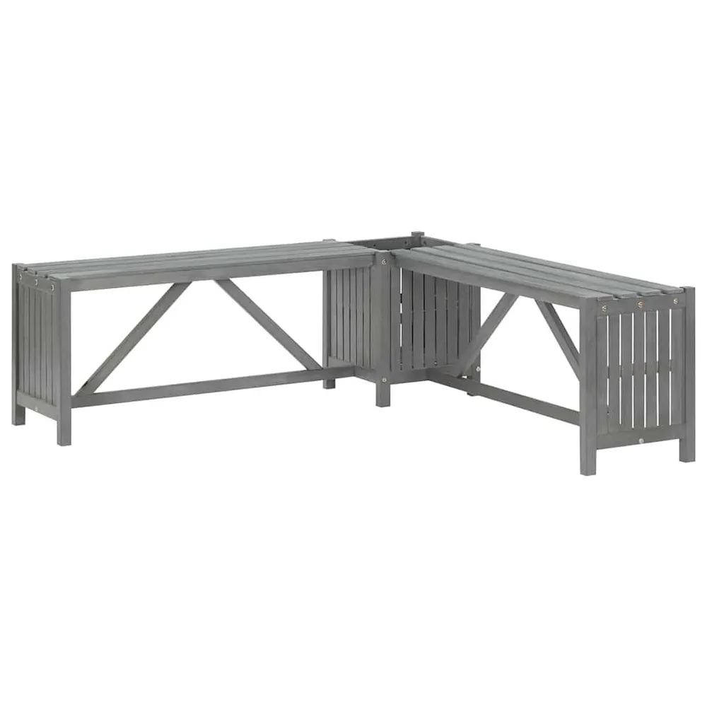 Banc d'angle de jardin et jardinière 117 cm bois d'acacia gris