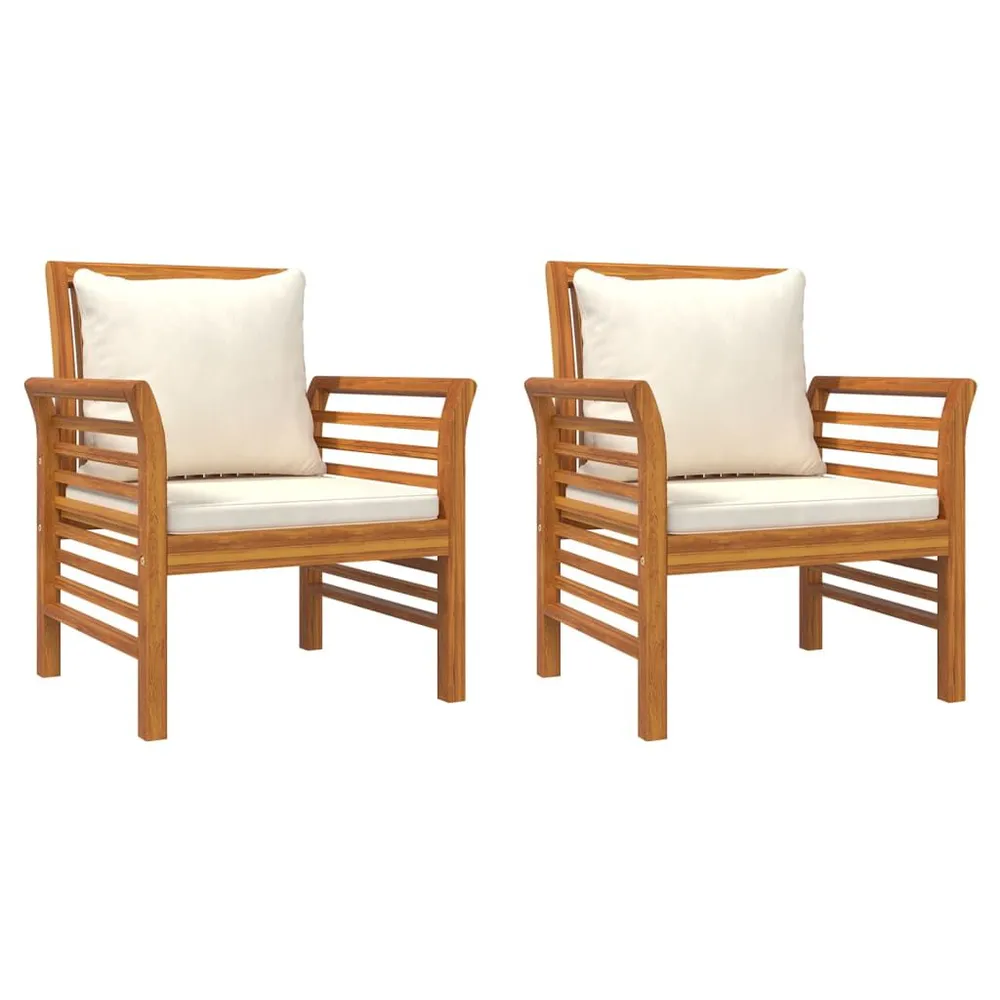 Chaises de canapé et coussins blanc crème lot de 2 Bois acacia