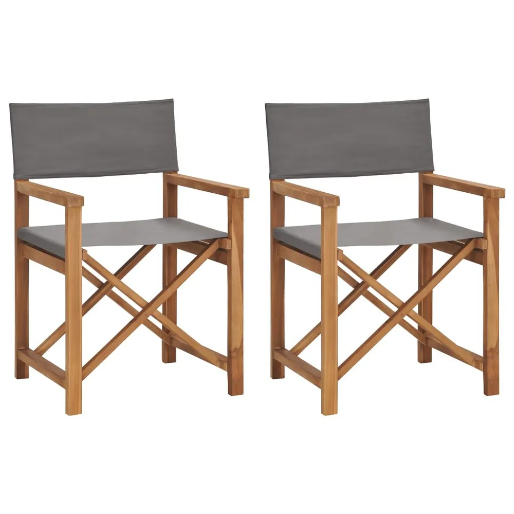 Chaises de metteur en scène lot de 2 Bois de teck massif Gris