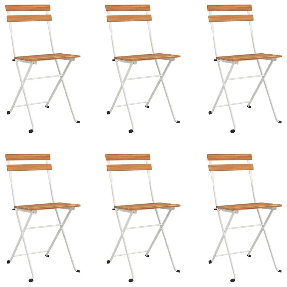 Chaises de bistrot pliantes lot de 6 Bois d'acacia solide acier