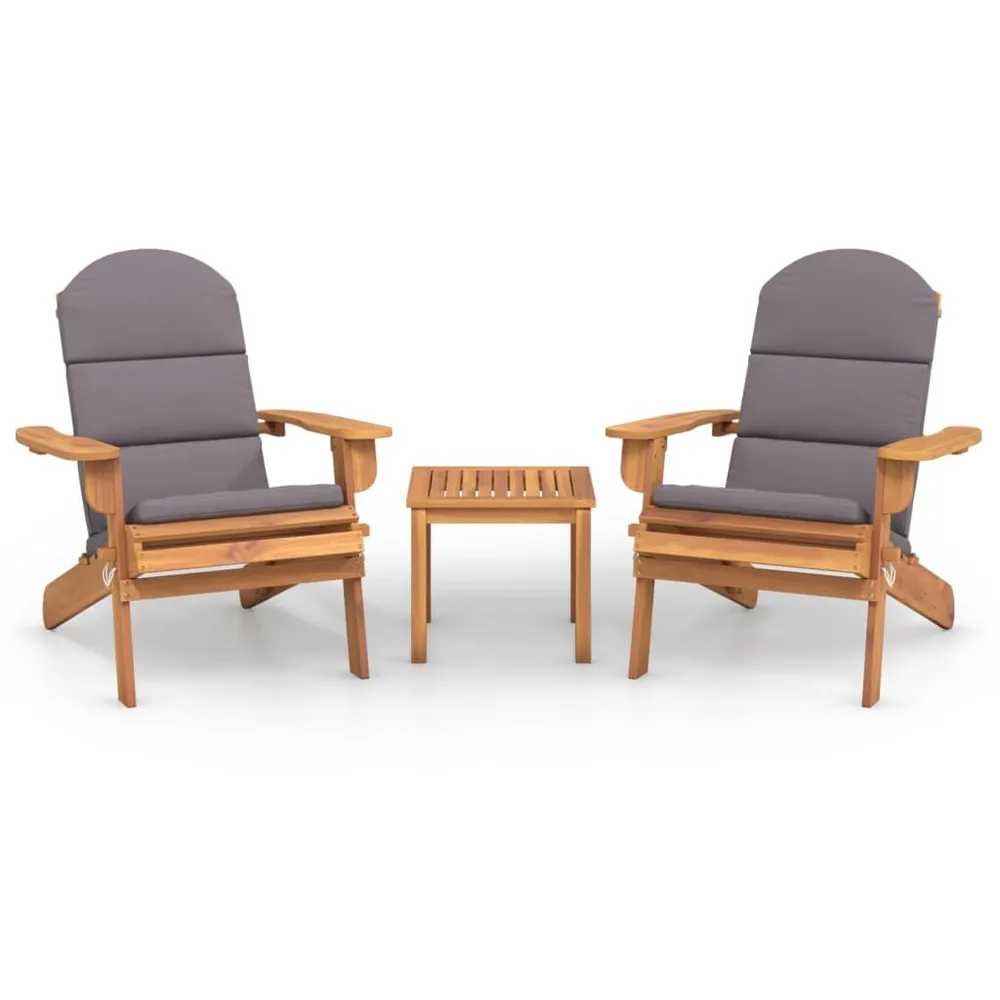 Ensemble de salon de jardin Adirondack 3 pcs bois acacia solide