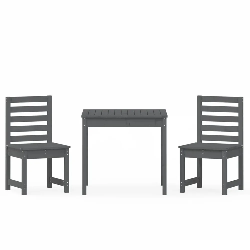 Ensemble de bistrot de jardin 3 pcs gris bois de pin massif