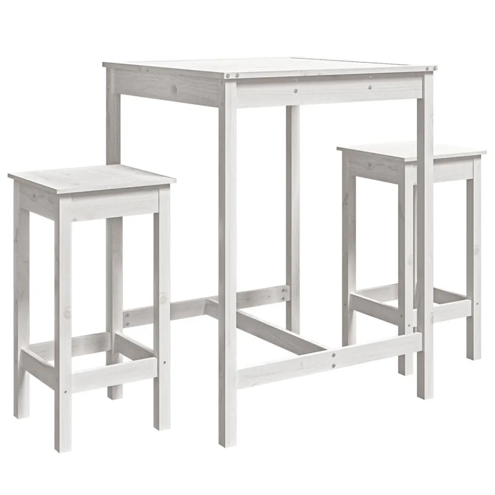 Ensemble de bar de jardin 3 pcs blanc bois de pin massif