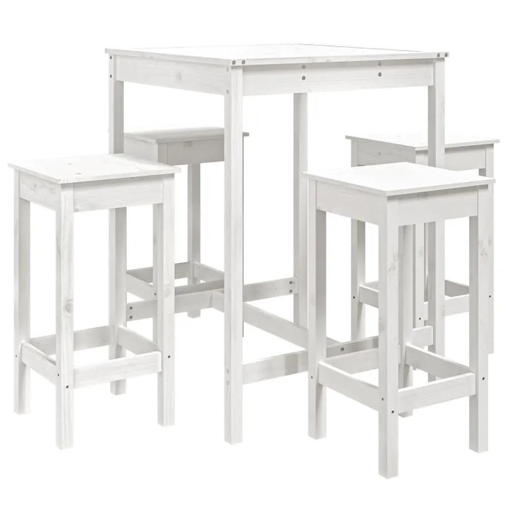 Ensemble de bar de jardin 5 pcs blanc bois massif de pin