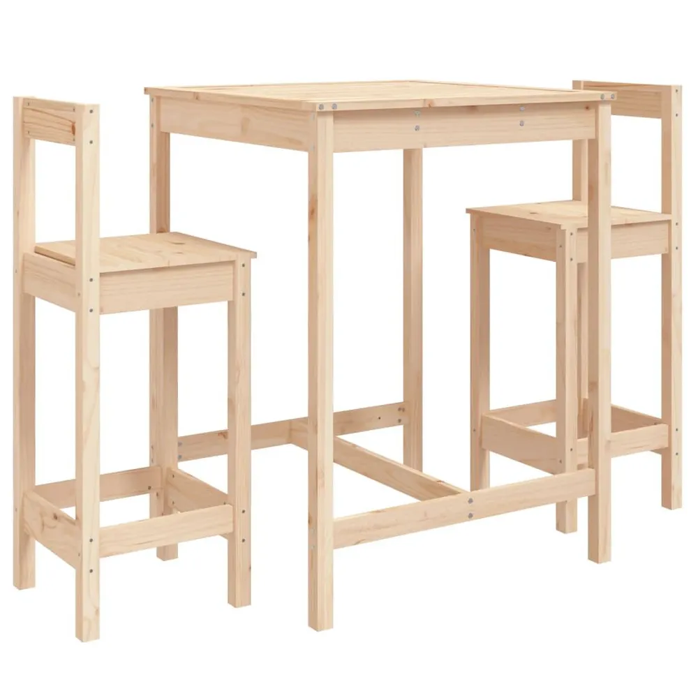 Ensemble de bar de jardin 3 pcs bois de pin massif