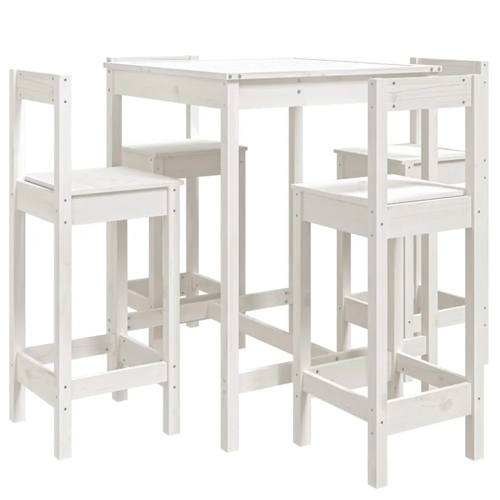 Ensemble de bar de jardin 5 pcs blanc bois massif de pin