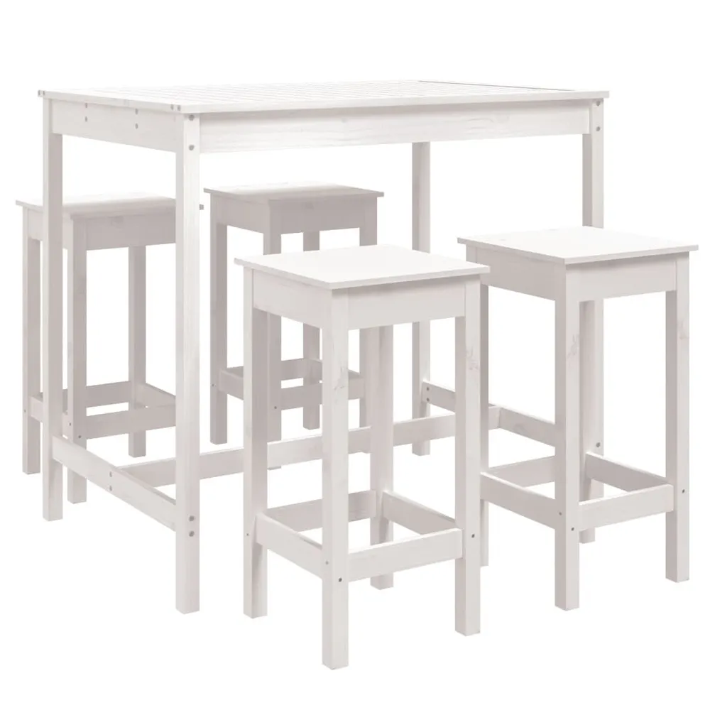 Ensemble de bar de jardin 5 pcs blanc bois massif de pin