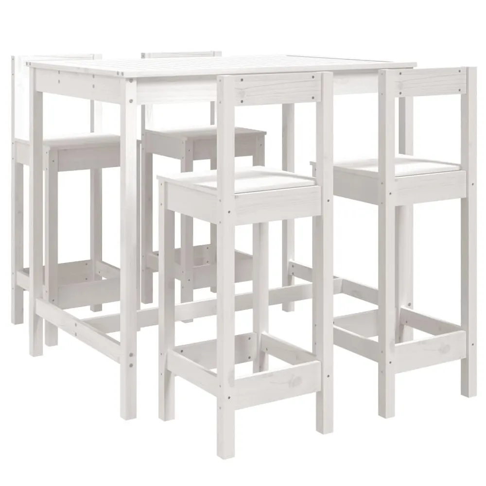 Ensemble de bar de jardin 5 pcs blanc bois massif de pin