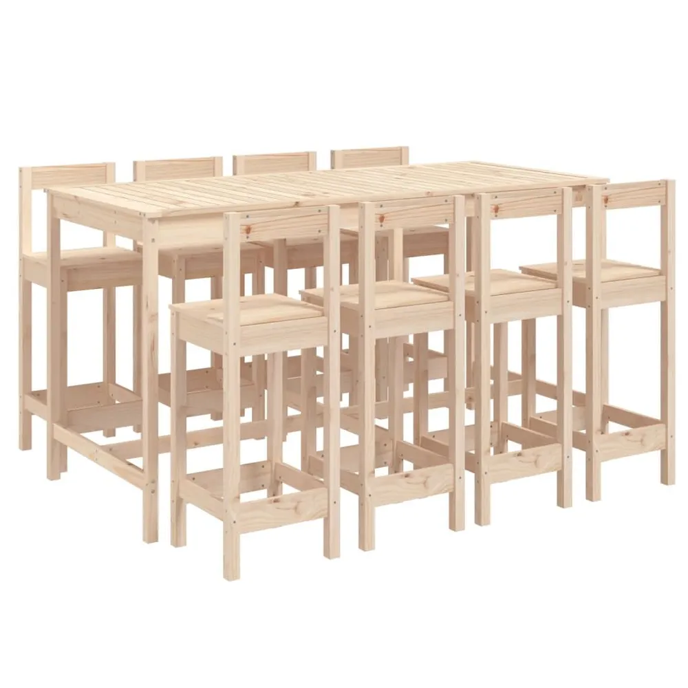 Ensemble de bar de jardin 9 pcs Bois de pin massif